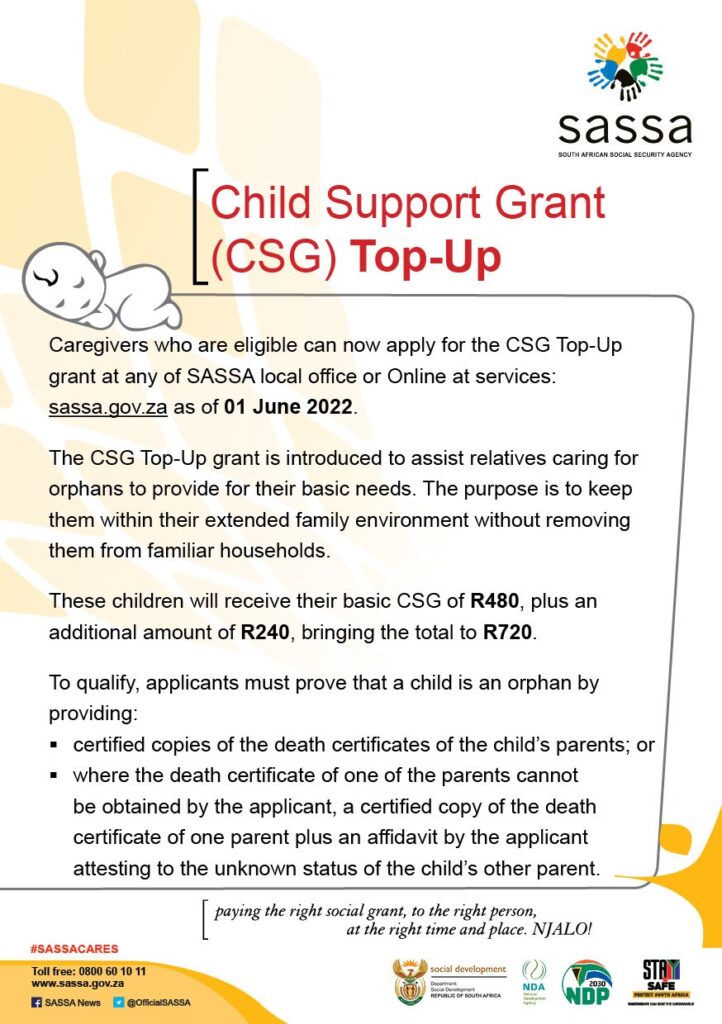 SASSA Child Support Grant R 240 Top Up Matric Learnerships